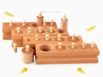 Montessori Lizdas Cilindrų Kūdikių medinis žaislas 2018 naujos Mokyklos Švietimo Reikmenys/Mokymo Išteklių vaikams, žaislai, mediniai blokai
