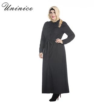 Musulmonų Suknelė Juoda Plius Dydis Abaja Moterų turkų Arabų Drabužių Islamo Chalatas ilgomis Rankovėmis su Islamo Varčias Marškinėliai Ilgi susagstomi megztiniai