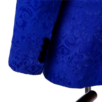 Mėlyna Gėlių Atvartas Single-breasted Vyrų Verslo Office Professional Nustatyti ir Vyrų Promenadzie Suknelė (Striukė + Kelnės + Liemenė) Custom