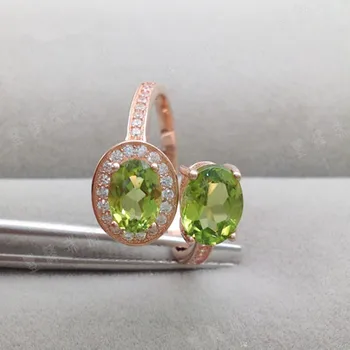 Natūralus raudonasis granatas, perlas Žiedas Natūrali žalioji olivīns ametistas žiedas S925 sidabro madinga Pora dvigubas Reguliuojamas moterų Papuošalai