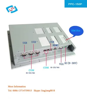 Naujas 5wires varžinio jutiklinis Pramonės skydelis pc 15 colių SSD 32G+2Gb Ram Paramos wifi 3G modulis