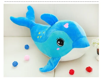 Naujas atvykimo animacinių filmų žvaigždžių stilius delfinų pliušinis lėlės mėlynos arba rožinės spalvos delfinų minkštas mesti pagalvę žaislas gimtadienio dovana h2820