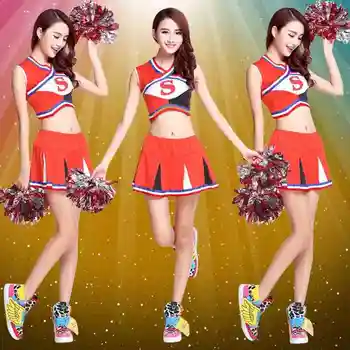 Naujas krepšinio cheerleaders futbolo kūdikių drabužių, kostiumų mados šou drabužius Lara Cheerleaders uniformas pilvo šokio kostiumai