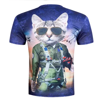 Naujas mados vyrai 3D skaitmeninis spausdinimas vasaros trumpomis rankovėmis t-shirt Beždžionių Karalius hip-hop Neskubant prarasti kovos katė viršūnes tees