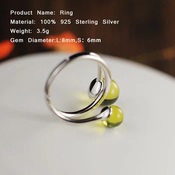 Naujas Paprastas Dvigubas Apvalus Natūralus Kristalinis Žiedas 925 Sterlingas Sidabro Žiedas Moterų Mados Valentino Dienos Dovanos Papuošalai SR49