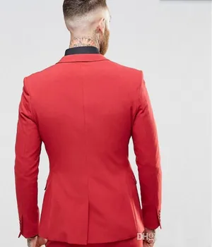 Naujas Užsakymą Pagaminti Rankų Darbo Raudona 2 Gabalas Raudona Ternos Slim Fit Tinka Vestuvių Tuxedos Vestuvių Kostiumai Oficialią Šalies Kostiumai