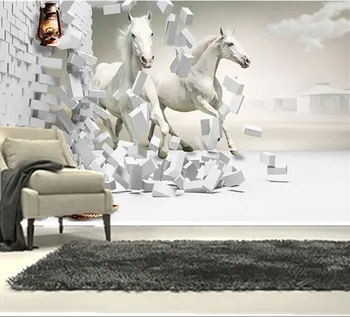 Naujausius 3D freskomis, Hd 3d šuoliais žirgas, papel de parede,viešbutis, kavinės, restoranas, gyvenamasis kambarys su sofa-lova, TV miegamojo sienos tapetai