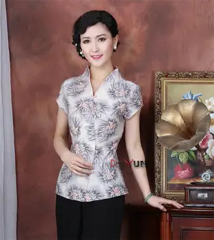 Nemokamas pristatymas!Kinų Tradicija Moterų Rankinio Blizgučiais Medvilnės Marškinėliai BlouseTops M L XL XXL, 3XL 4XL