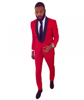 Neseniai Dizainas Raudona Mens Kostiumai Jaunikis Tuxedos Groomsmen Vestuves Vakarienė Geriausią Vyro Kostiumai Švarkas (Striukė+Kelnės+Kaklaraištis) K:2083