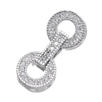 Newest Copper Micro Pave Zircon Double Clasps Connector Charms For Pearl Necklace And Bracelet Jewelry CHFC02