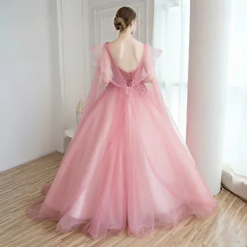 Nude Pink Quinceanera Suknelės Backless Kamuolys Suknelė, Uždusęs Saldus 16 Suknelės Kamuolys Chalatai Prom Dresses Vestidos De Quinceaneras