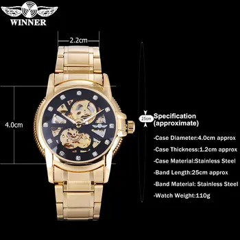 NUGALĖTOJAS populiarus mados prekės ženklo vyrai mechaniniai laikrodžiai prabanga kalnų krištolas atsitiktinis aukso skeletas laikrodžius plieno juosta reloj hombre