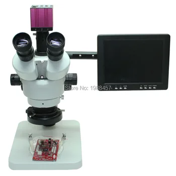 Nuolat Zoom Žiūronų Regėjimo 7X-45X Trinokulinis Stereo Mikroskopas+ HDMI HD USB Kamera+8 colių HD Monitorius+LED Žibintai