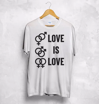 O-Kaklo Atsitiktinis Spausdinti Marškinėlius Meilė Yra Meilė Marškinėliai Vaikinu, Mergina Lyčių Gėjų, Lesbiečių Homo LGBT Poros pritaikyti Tee Marškinėliai