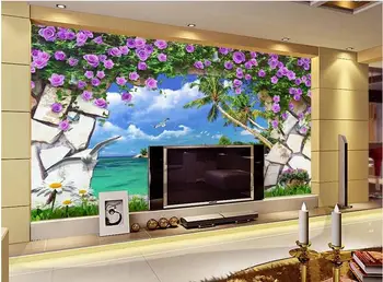 Pasirinktinius nuotraukų 3d tapetai, neaustiniai freskos Modernus gėlių vynuogių gamtos peizažas gražus 3d sienų freskomis tapetai už kambarį
