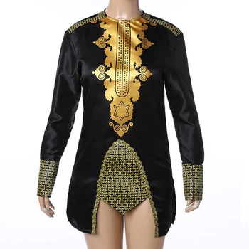 Pigūs Mados Dizaino Klasikinis Afrikos Marškinėliai Vyrams Palaidinė Vyrų Viršūnes Afrikos Spausdinti Tradicinių Drabužių Juoda Royal Gold