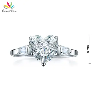 Povas Star Kietasis 925 Sterlingas Sidabro Vestuvės Vestuvinis Pažadas Žiedas 2 Karatų Širdies Papuošalai Sukurta Diamante CFR8279
