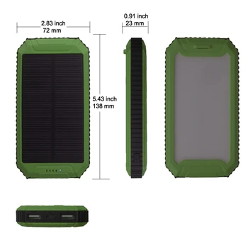 PowerGreen Saulės Įkroviklis Pagalbos Baterija Atsargine 10000mah Dual Išėjimo Mini Saulės Skydelis su Žibintuvėlis už LG