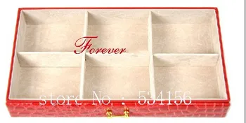Prabangus didelis 4 sluoksnių rose raudoni odiniai papuošalai, dėžutės auskarai papuošalai pakuotės vestuvių dovanos, dovanų dėžutėje (28. * 20 * 19.5 cm)