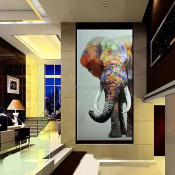 Rankomis dažyti didelis didelis dramblys sienos menas abstraktus tekstūra vertikalus gyvūnų naftos paveikslų koridoriaus salė kambarį dekoro