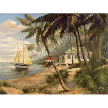 Rankomis Dažyti šiuolaikinio meno pakrančių peizažai Naftos tapyba ant drobės Key West Paslėpti sienų dekoras Aukštos kokybės