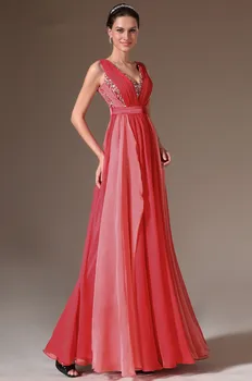 Raudona Vakaro Suknelės 2018-line V-kaklo Šifono Zawalcowany Backless Plus Size Ilgai Vakare Gown Prom Dresses Chalatas De Soiree