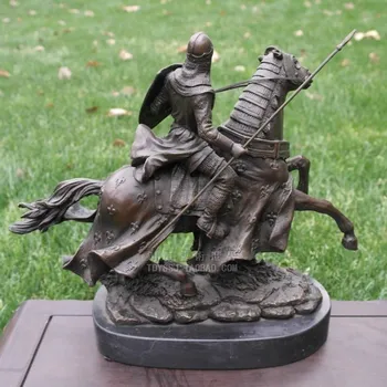 Riterio šarvai viduramžių Europoje stiliaus bronzos skulptūra arklių plastiko amatų Namų Dekoravimo papuošalai, dovana, papuošalai