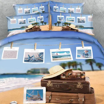 Royal Lino Šaltinis 3 VNT. VIENAME rinkinyje Saulė ir Banglenčių ir Vasaros Paplūdimio įdomus 3d lova padengti nustatyti Antklodė Padengti Rinkinys