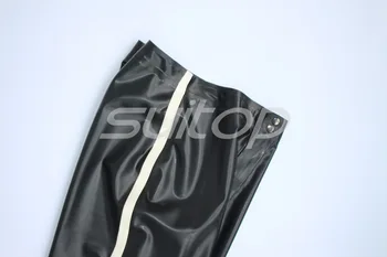 Seksualus latekso kelnės gumos kelnių gumos latekso panty juosta, juoda su balta linija