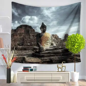 Senovės Indijos Buda Taikos Namų Gobelenas Serija Gamtos Didelis Buda Komfortą Kriauklių, Daugiafunkcinis Kilimas