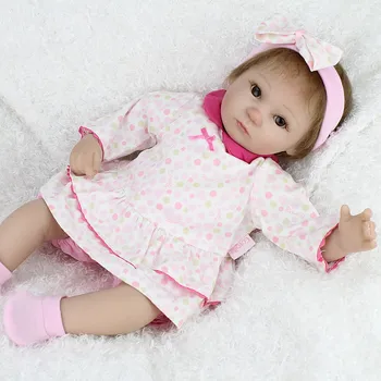 Silikono Reborn Baby Doll Realus Kūdikiai, Gimę Brinquedos Adora Matryoshka Kūdikių Žaislų Lankelis Rožinė Suknelė Bateliai Švietimo Žaislas