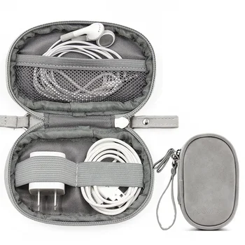 Skaitmeninis Mini Saugojimo Krepšys Kelionės Elektronikos Priedai Organizatorius USB Duomenų Kabelis, Ausinės, Kroviklis MP3 Įrankiai, Odinis Dėklas
