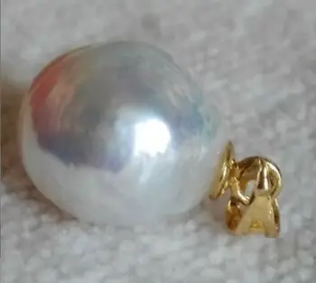 Spalvingas 12mm gamtos Japonijos kasumi balta perlų pakabukas 14KGP