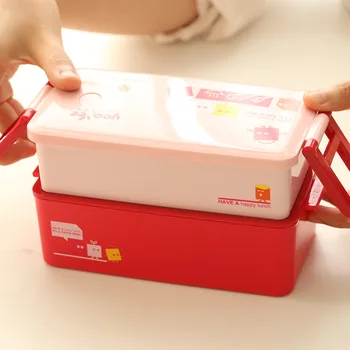 Stalo reikmenys Indai Rinkiniai Japonijos bento dėžutė Prieinama mikrobangų šildymo Gražių animacinių filmų Keli intervalai antspaudas užkandžiai vaisių dėžutę