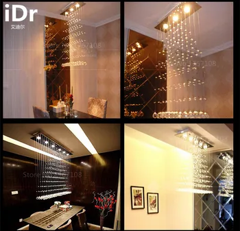 Stačiakampis LED modernus minimalistinio restoranas lempos restoranas liustra su krištolo sietynai, praėjimų Baras Upscale atmosfera