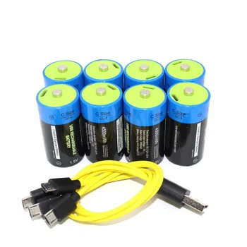 SUPER PACK 8pcs Etinesan 1,5 v 4500mWh C Dydžio Ličio Li-Polimero C tipo USB Įkrovimo baterija (akumuliatorius su USB įkrovimo kabelis