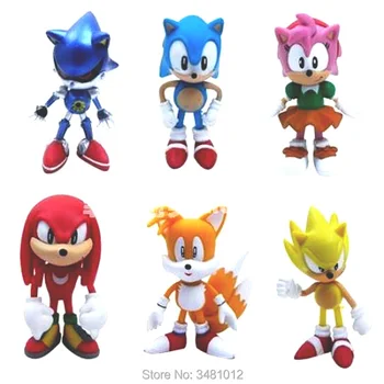 Super Sonic Boom Ežiukai Lazdos Uodegos Amy Rose PVC Veiksmų Skaičiai Knuckles Dr Eggman Anime Figūrėlės Lėlės Vaikams, Vaikų Žaislai