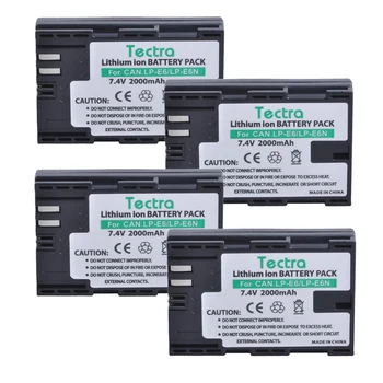 Tectra 4PCS LP-E6 LP-E6N LPE6 LPE6N Baterija Canon EOS 5D 5D2 5DS R Mark II 2 / III 3 6D 60D / 60Da 7D 7D2 7DII 70D 80D ir kt.