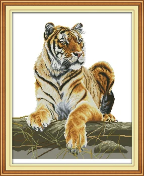 Tigras gyvūnų karalius paveikslų namų dekoro skaičiuojami spausdinimo ant drobės DMC 14CT 11CT DMS Kryželiu Siuvinėti rinkiniai Siuvinėjimas, Rinkinius