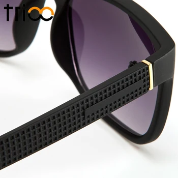 TRIOO Matte Black Sunglasses Men Quality Square Gafas de sol Eyewear Accessories Lattice Temple Sun Glasses Male Box