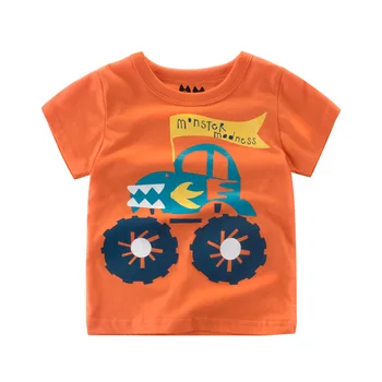 Vasaros kvėpuojantis medvilnės didelis monstras ratų automobilių letter spausdinimo kūdikių berniukų marškinėliai vaikas viršūnes vaikų megztinis 80-135cm