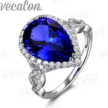 Vecalon Mados žiedas Pearl supjaustyti 8ct 5A Cirkonis cz žiedas 10KT Balto Aukso Užpildytas Moterų Dalyvavimas Vestuvių Juostoje žiedas