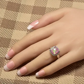 Weinuo Pink Fire Opal White Crystal Žiedas 925 Sterlingas Sidabro, Aukščiausios Kokybės Išgalvotas Papuošalai Vestuvių Žiedo Dydis 5 6 7 8 9 10 11 A290