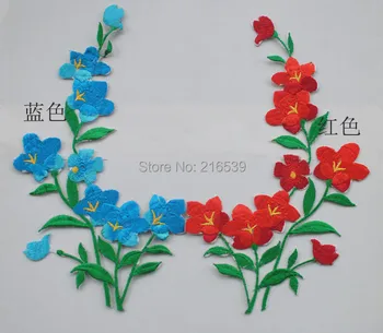 YACKALASI 5 Porų/Daug Gėlių 3D Išsiuvinėti Gėlių Dėmės Veidrodis Pora Appliqued Geležies Apdailos 26-12.3 cm-geltona,royalblue