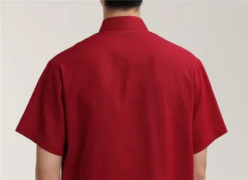 Šanchajaus Istorija Trumpas Rankovės Kinijos Tradicinių Drabužių KungFu Marškinėliai Žmogus Kinijos Viršų Vyras Laisvi Marškinėliai Raudoni