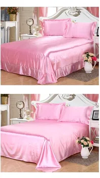 Šilko patalynės komplektas california king size karalienė visiškai twin Rožinė satino antklode padengti lovatiesė dvigubai įrengtas lova lapas antklodė doona 6pcs