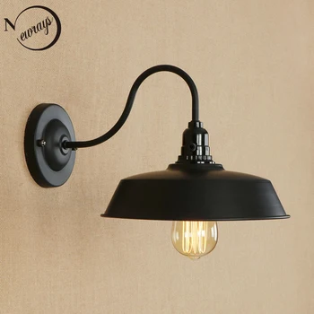 Šiuolaikinės paprasta geležinės sienos lempos vintage black wall šviesos diodų (LED) E27, valgomasis, kambarys, miegamasis, gyvenamasis kambarys, restoranas, kavinė virtuvės kelias