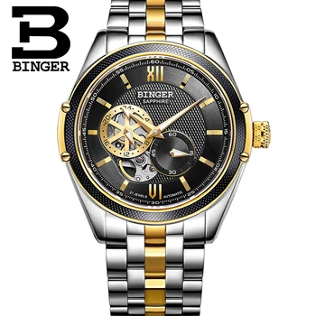 Šveicarija Binger Žiūrėti Vyrų Prabangos Prekės Miyota Mechaninė Automatinė Judėjimo Laikrodžiai Sapphire atsparus Vandeniui reloj hombre B-1165-1