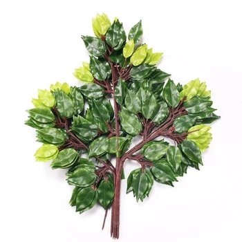 12pcs PP laminavimas Dirbtinis Banyan Medžių Šakos Lapai Modeliavimas Žaliųjų Augalų Žiedų Home Shopping Mall Dekoratyvinių Gėlių