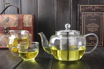 1PC 600ml Storio karščiui atsparios stiklo Kung Fu arbatos puodą su nerūdijančio plieno filtras big apple gėlės arbatinukas JN 1016